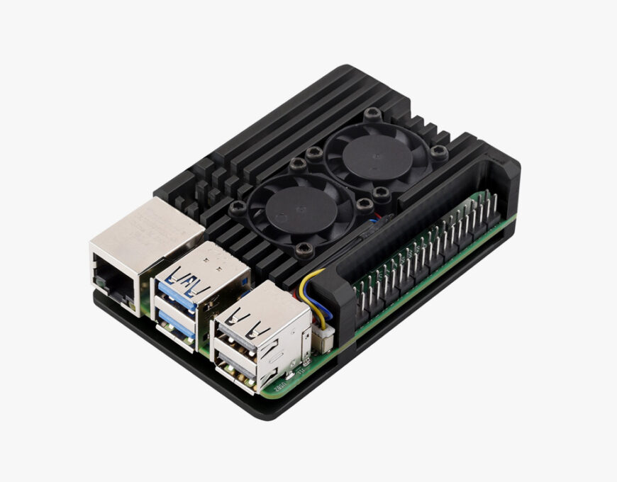 Vỏ hợp kim nhôm 2 quạt làm mát Raspberry Pi 5